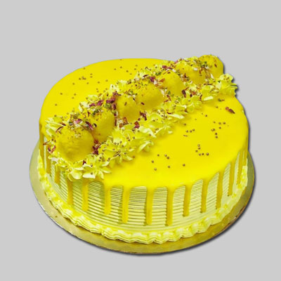 "Round shape Butterscotch Rasagulla cake - 1kg - code B02 - Click here to View more details about this Product